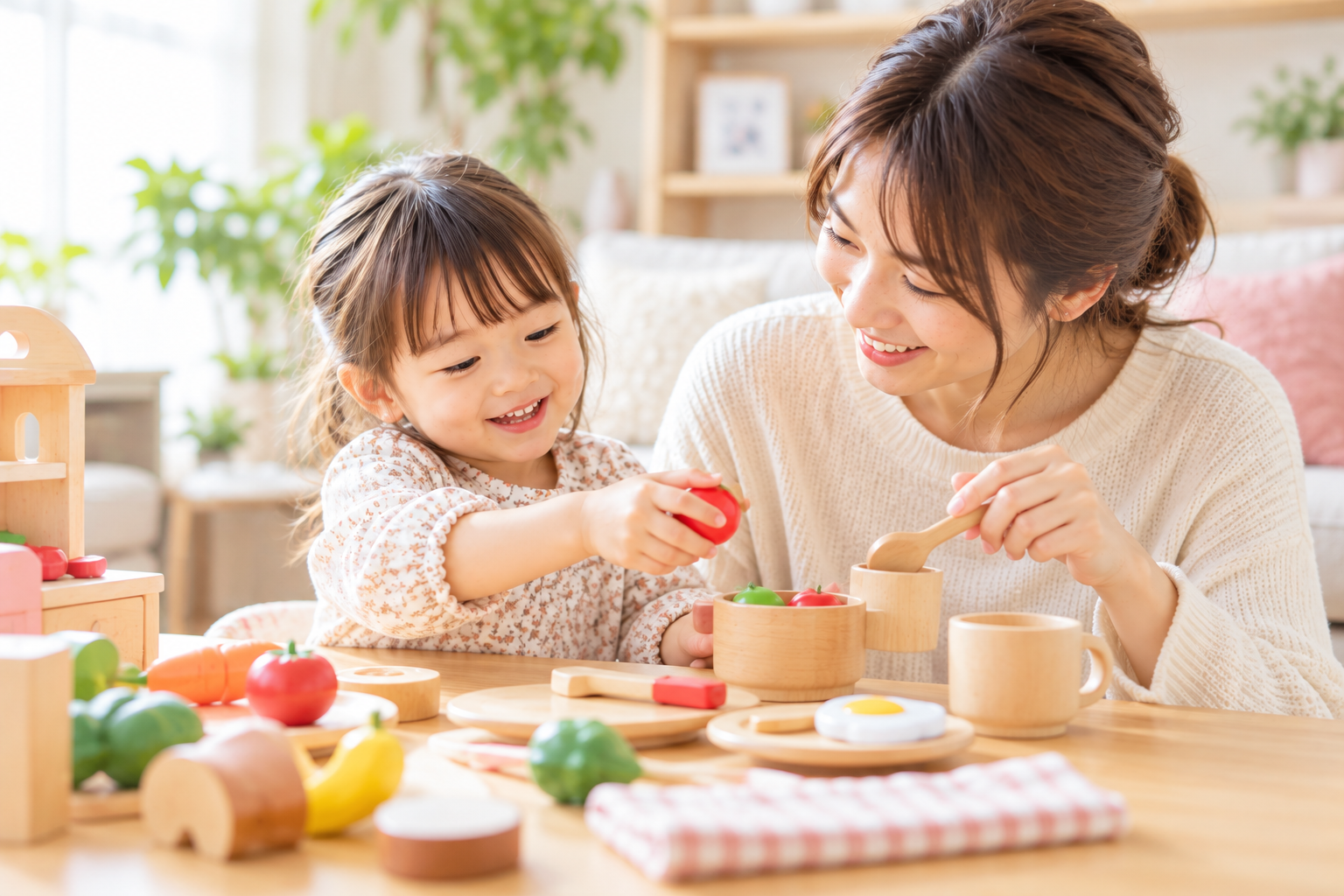 親子で楽しむ木製のおままごと